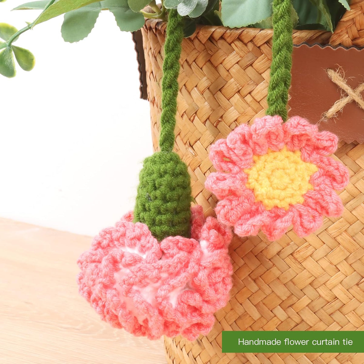 2 Pack Boho Handmade Flower Curtain Tiebacks & Holdbacks, Carnations