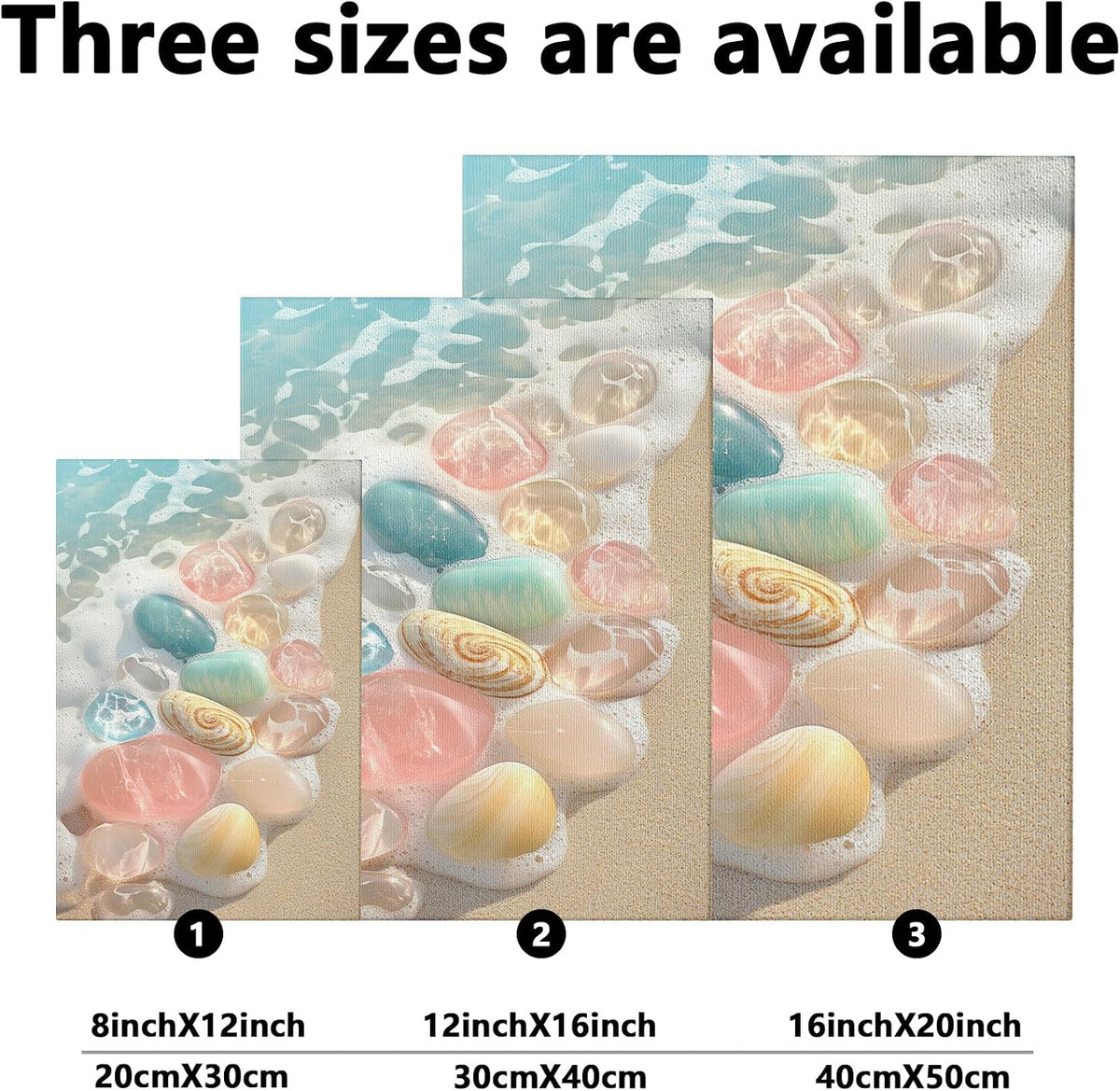 Pastel Sea Glass Canvas Wall Art, Ocean Peach Blue Green Decor, Coastal Home Aesthetic for Living Room, Bedroom, Beach House, Unframed 16x20 Inch