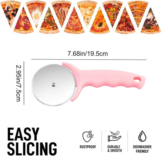 Pizza Cutter Wheel, Kitchen Premium Stainless Steel Pink Pizza Cutter, Super Sharp Blade Pizza Slicer, Easy To Clean (Pink)