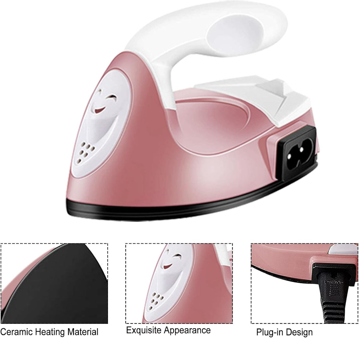 Mini Craft Iron Mini Iron Press,Mini Heat Press Machine for T Shirts Shoes and Hats Small Heat Transfer Vinyl Projects,Portable Travel Irons Mini Heat Press Crafting Craft Clothes (Fruit Pink)