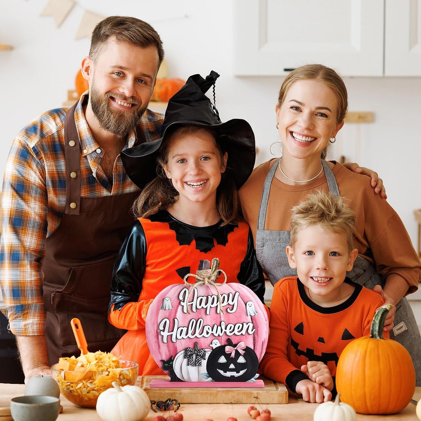 Fall Decoration Wooden Pink Pumpkins Decor Fall Hello Pumpkin Sign