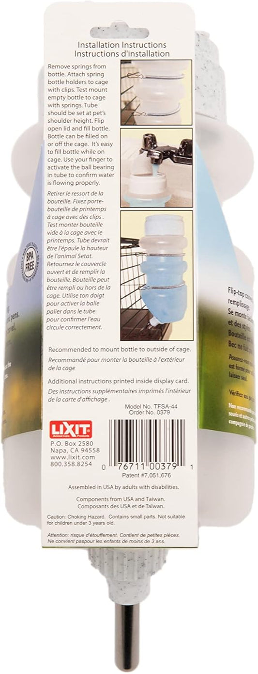 Lixit® Top Fill No Drip Water Bottles for Rabbits, Ferrets, Hamsters, Guinea Pigs, Rats, Chinchillas and Other Small Animals - Made in USA (Granite (Pack of 1), 44 Ounce)