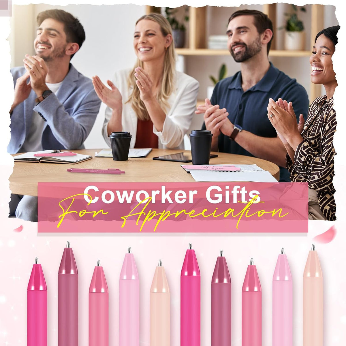50 Pcs Thank You Pen Bulk Cute Server Ballpoint, Pink