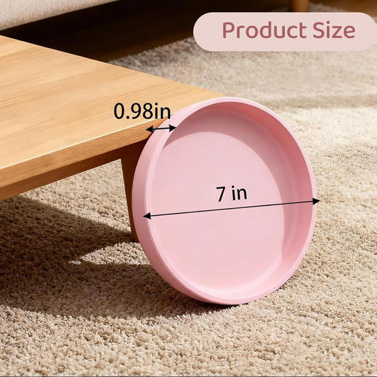 Silicone Dog Cat Shallow Bowl Small Dog Plate for Dry and Wet Food 7″ Flat Non-Slip Puppy Kitten Feeding Dishes Relief Whisker Fatigue, Pink