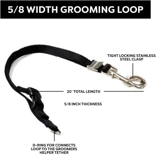 Groomers Helper® 5/8" Professional Loop - Pet Grooming Safety Loop for Dog Bathing, Dog Grooming & Trimming (Black)