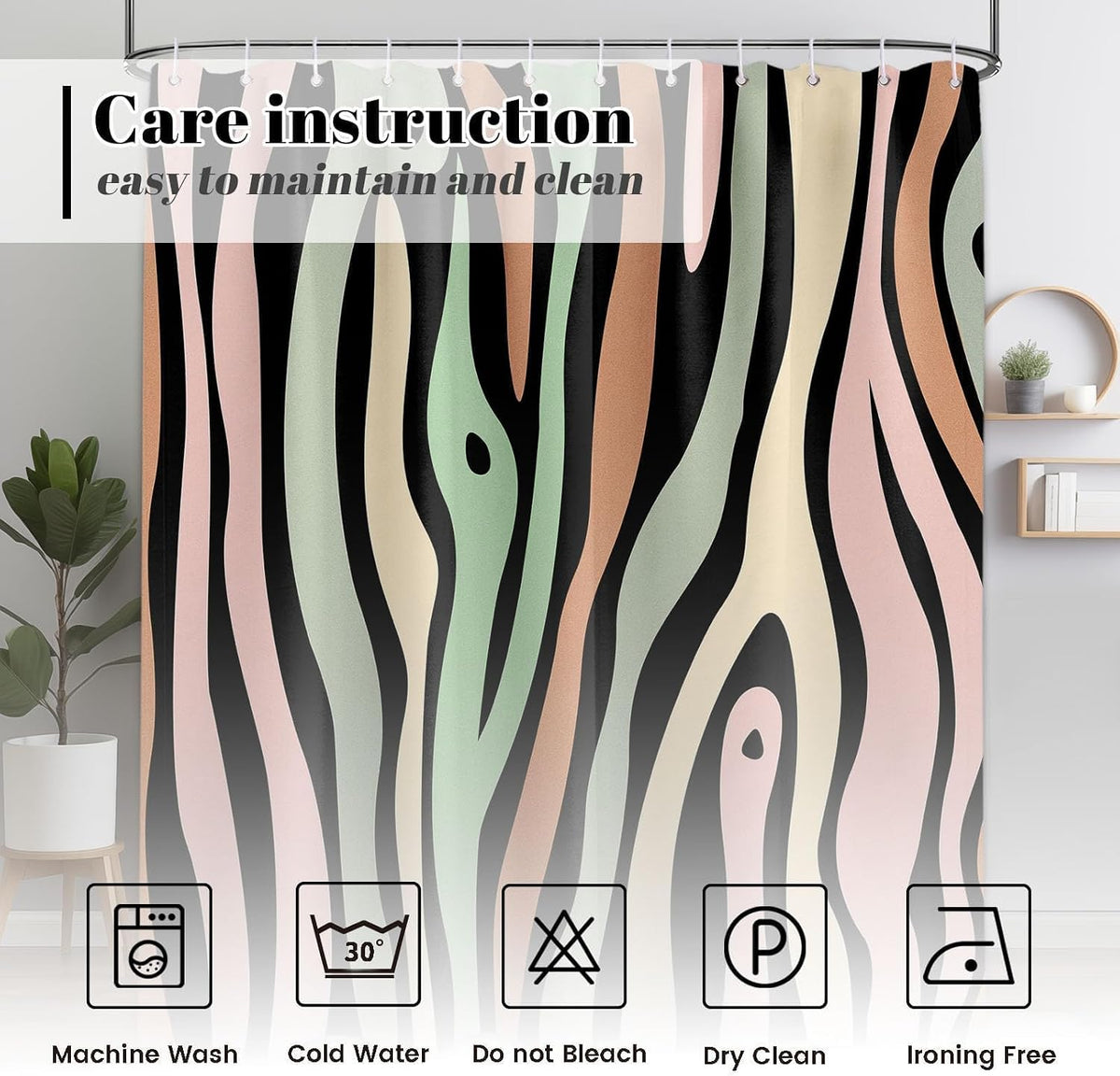 Stripe Shower Curtain, 72x72 in, Grain Pink and Green