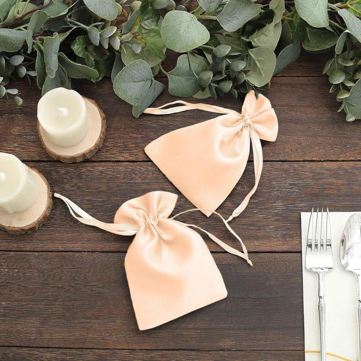 Efavormart 60 Pack 4"x6" Peach Satin Drawstring Gift Bags, Premium Silky Favor Pouches for Large Weddings, Bridal Showers, Jewelry, Candy, and Party Favors
