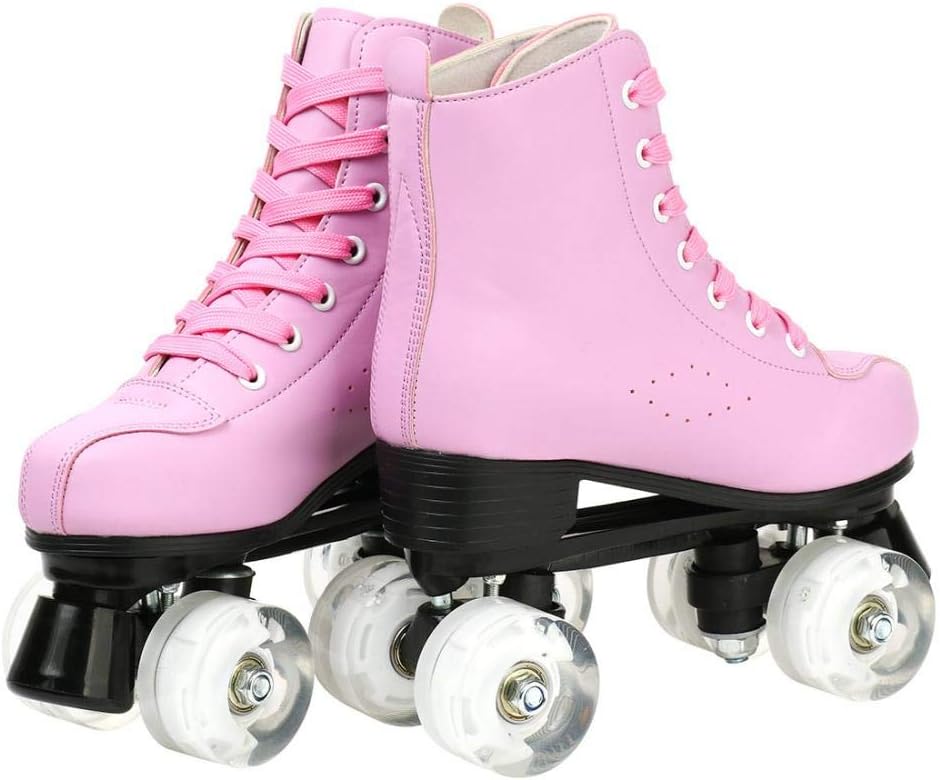 Roller Skates for Women Men Cozy PU Leather High-top Roller Skates for Beginner Double-Row PU Wheels, Professional Indoor Outdoor Roller Skates with Shoes Bag