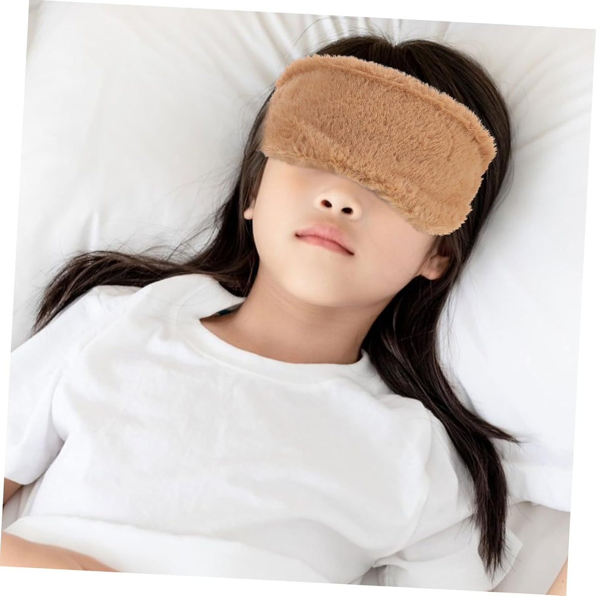 Cute Cartoon Plush Eye Mask for Sleeping 2pcs Faux Fur Sleep Mask Set in Pink and Brown Soft for Nap and Travel Light Blocking Eye Covers for Kids
