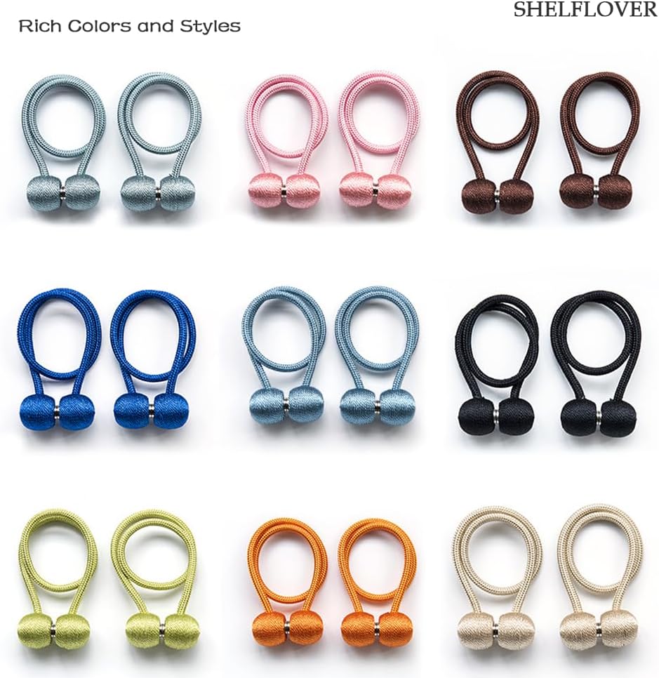 Magnetic Curtain Tiebacks 2pcs, Curtain Buckles Holders for Bedroom Living Room Home Window Treatment Decorative, Thicken, Pink