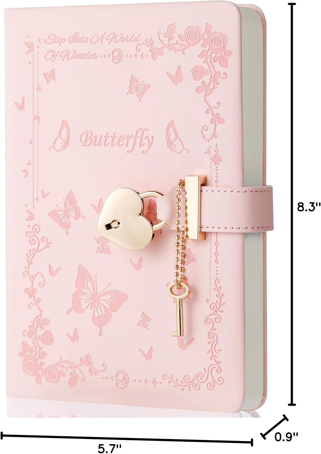 Diary with Lock and Key for Girls Ages 8-12 Journal with Lock for Teen Girls 288 Pages Heart-Shaped Locked Journal for Women, Pink