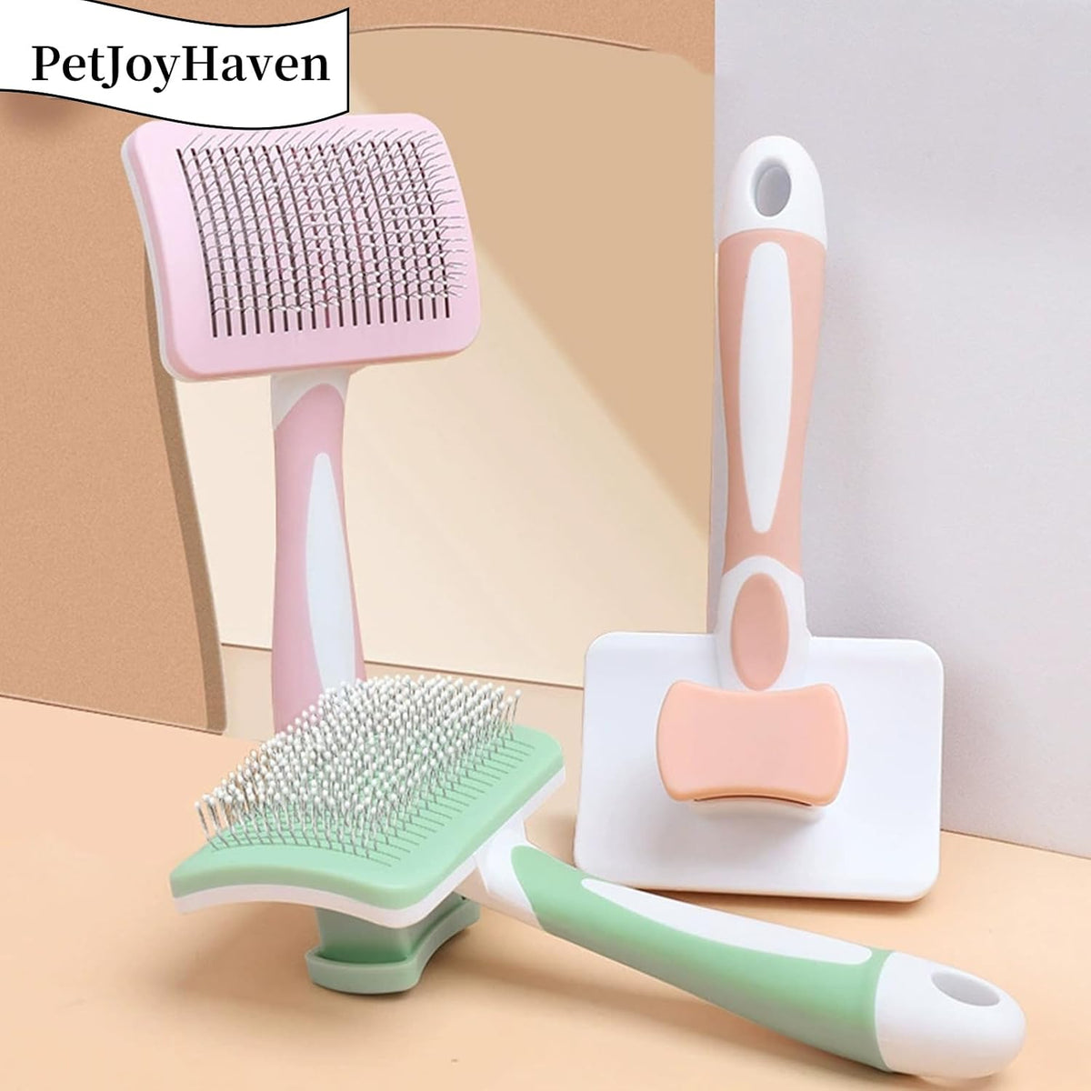 Self Cleaning Slicker Dog Brush for Small Long-Haired Breeds (Pink)
