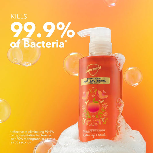 Antibacterial Liquid Hand Soap, Micellar Deep Cleansing, Washes Away 99% Bacteria, Made with Natural Moisturizers & Skin Conditioners, PH Balanced, Peach Scent 15.5 oz (Pack of 4)