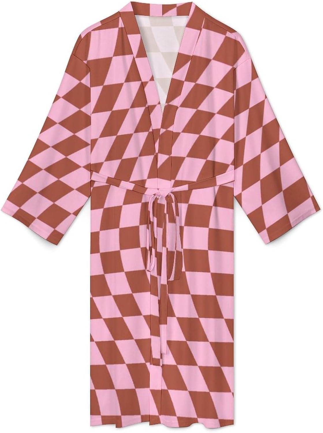 Womens Retro Star Stripes Bathrobe Mens Knit Pajamas Robe With Self Tie Belt Waist Knee Length Spa Robes For Travel