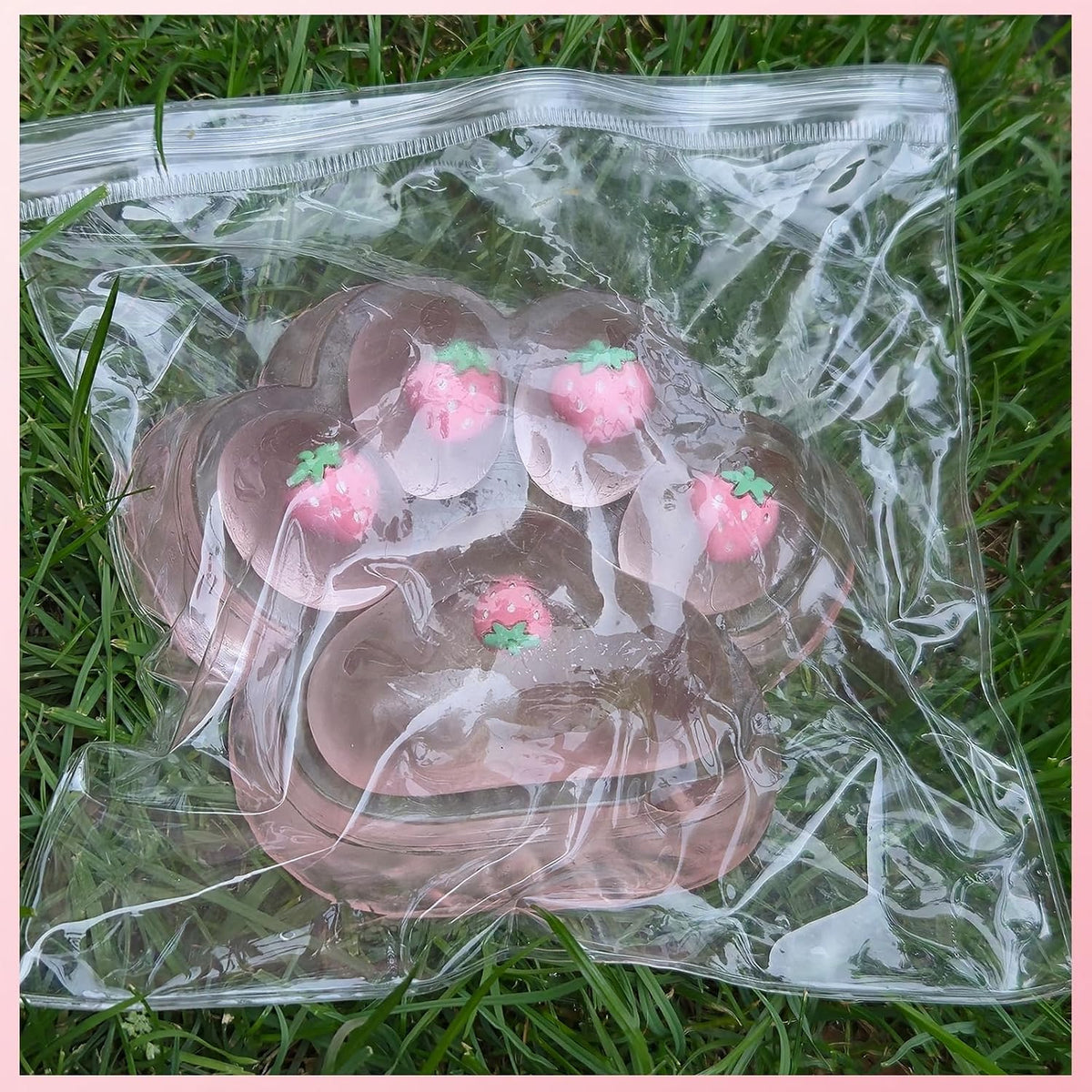 Large Cat Paw Taba Squishy Squeeze Toys 5-inch Strawberry Pink Fufu Squishy Sensory Stress Relief Fidget Toys for Party Favors Sensory Anxiety Toys for Adults (Strawberry)