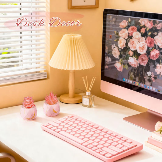 2 Pack Small Fake Succulents in Pink Pots for Office Desk Decor
