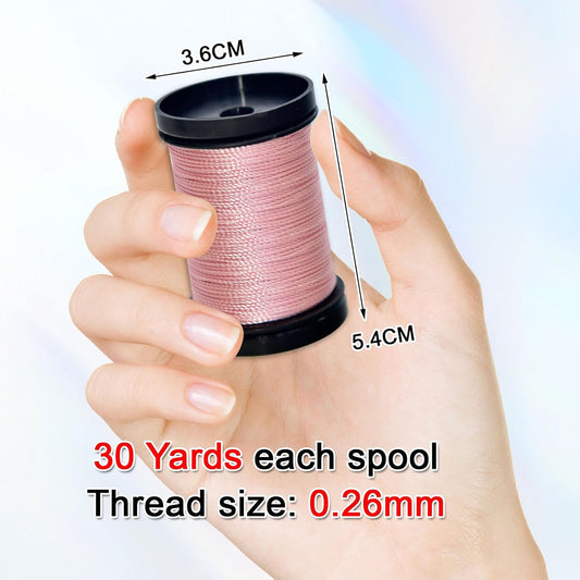 30 Yards Heavy Duty Extra Strong Upholstery Nylon Sewing Thread for Machine, Home, Hand, Craft, and Denim Leather,Color:Pink