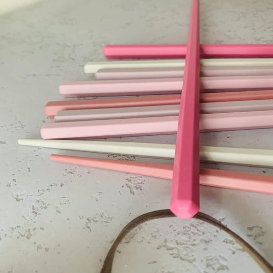 5 Pairs Pink Reusable Fiberglass Chopsticks Set, Non-Slip,Cute Colorful