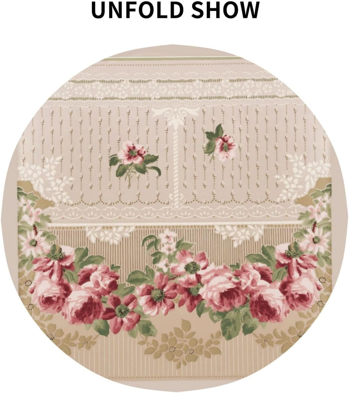 Romantic Victorian Pink Floral Round Tablecloths 60 Inch Decorative Washable Fabric Table Covers for Dining Kitchen Party Outdoor
