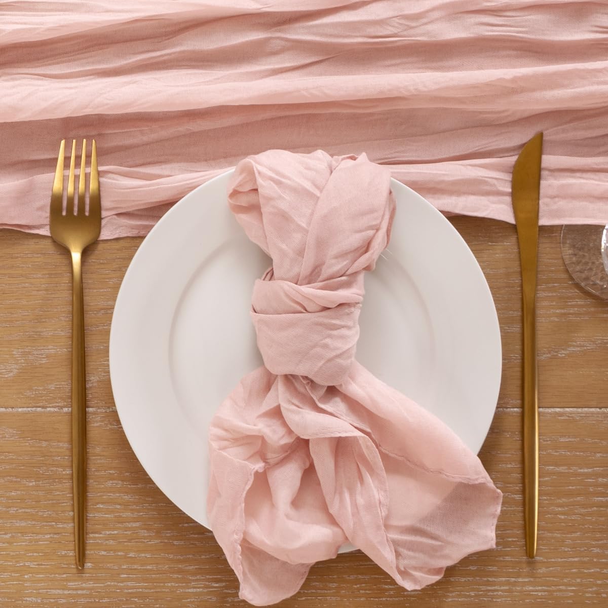 Dusty Pink Cheesecloth Napkins 10pcs Washable Boho Rustic Gauze Table Cloth Napkins Bulk 21x21 Inches for Spring and Summer Bridal Baby Shower Birthday Table Decor