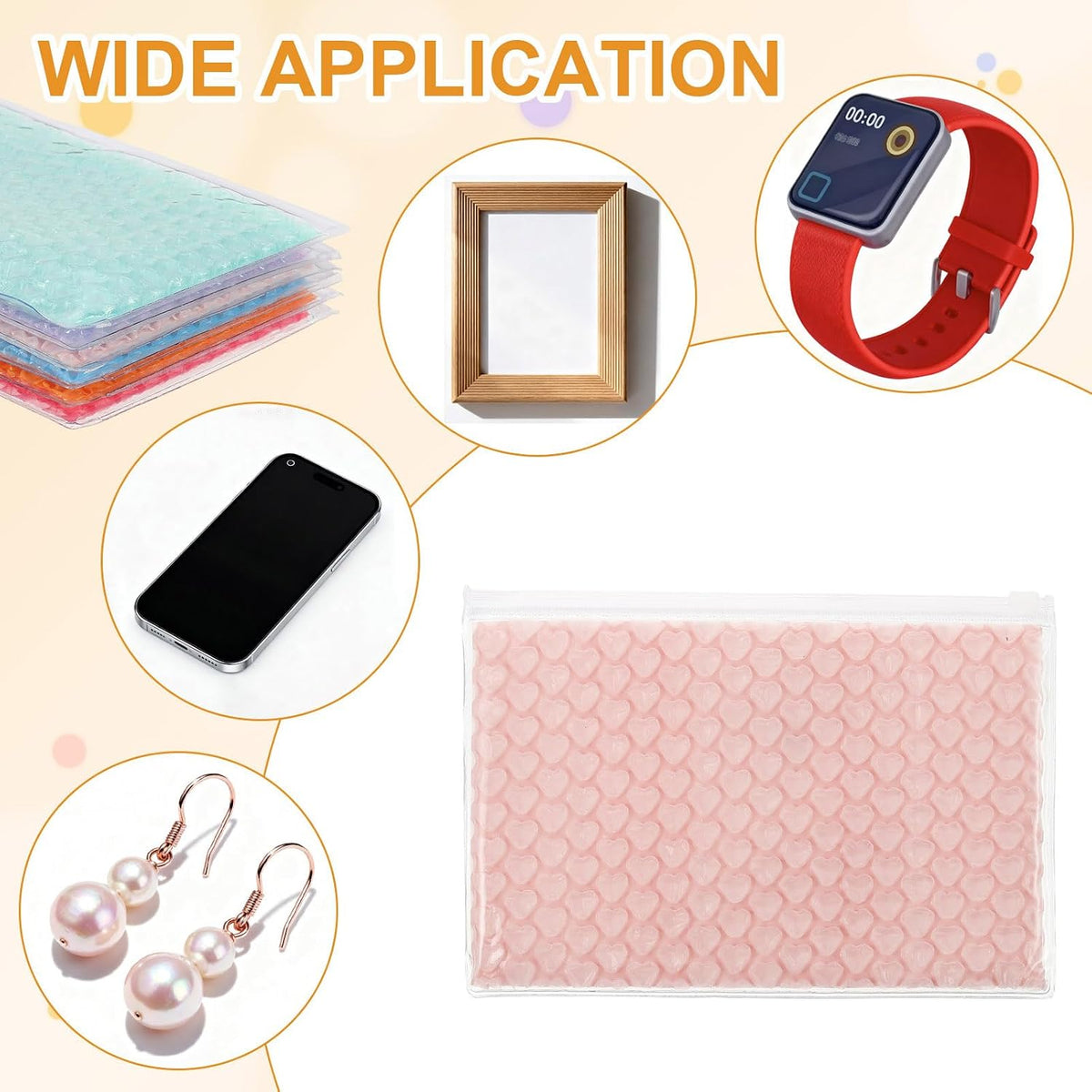 8pcs Clear Bubble Bags Heart Bubble Wrapping Pouches Zipper Packing Cushioning Bag(6 x 9 Inch) - Lightweight & Economic, for Mailing Shipping Packaging Storage, Light Pink