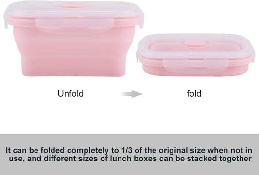 Portable Silicone Lunch Box Folding and Microwave Safe Food Container 1200ml Capacity Lightweight and Stackable Design for Office Camping and Hiking (500ML)