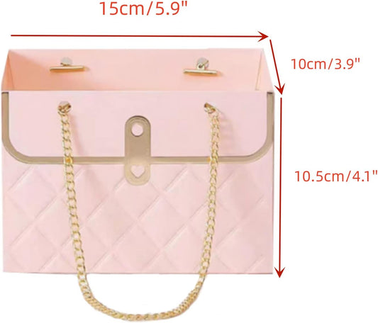LONG XIN SERIES 8PCS Pink Floral Gift Bags Duty Reusable Paper Gift Boxes Luxury Present Packaging with Handles for Gift Package Mother's Day Wedding Birthday