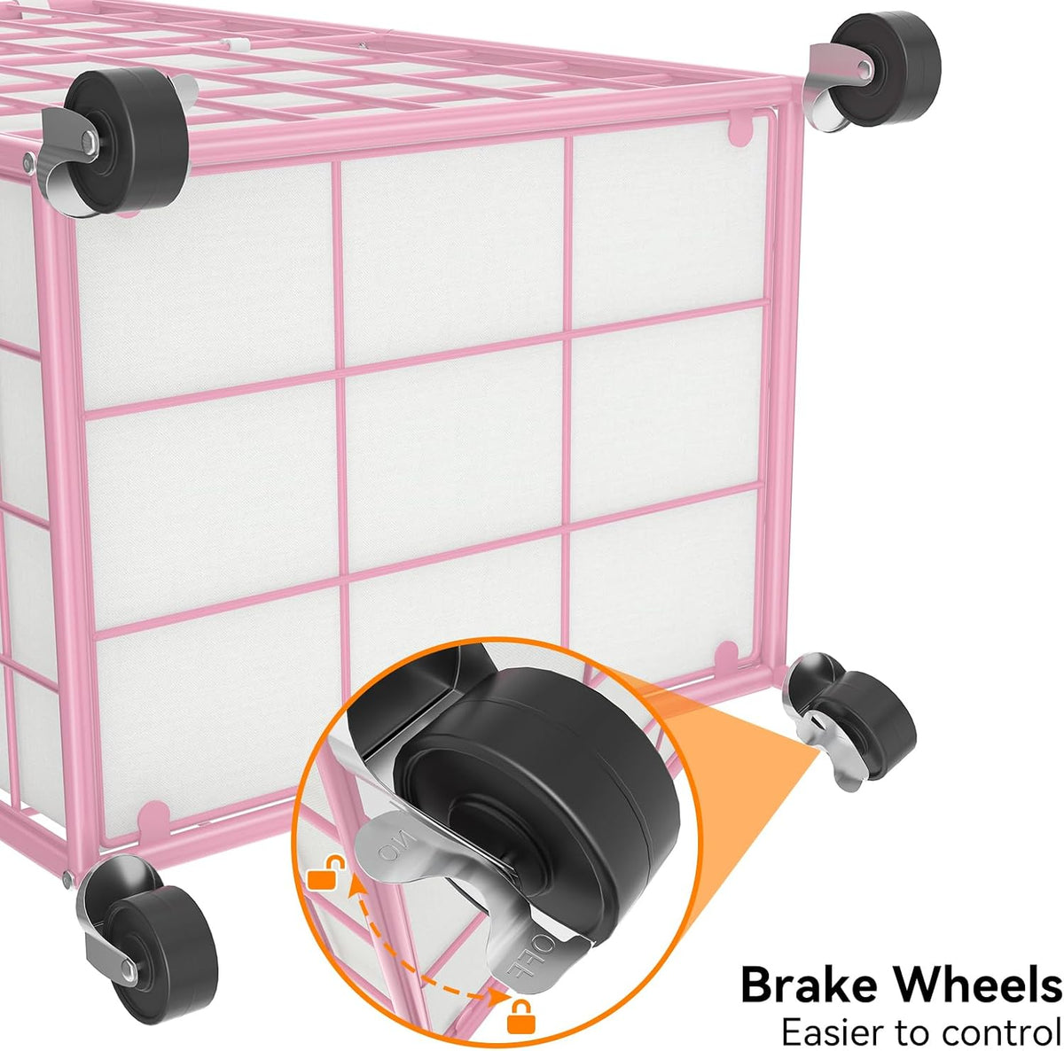 Rolling Laundry Basket, Metal Wire Frame Laundry Hamper with Wheels