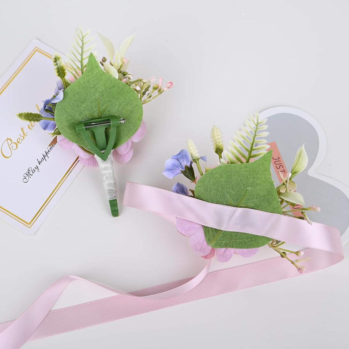 2 Pieces Corsage & Boutonniere Set, Pink (X1-MX)