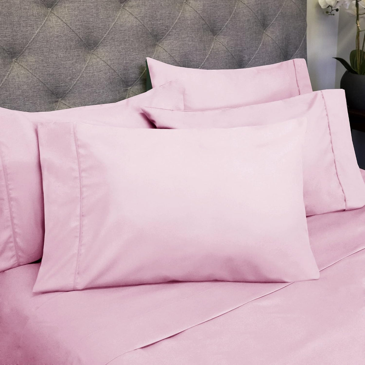 Queen Sheets Pink - 6 Piece 1500 Supreme Collection Fine Brushed Microfiber Deep Pocket Queen Sheet Set Bedding - 2 Extra Pillow Cases, Great Value, Queen, Pink (Pack of 1)