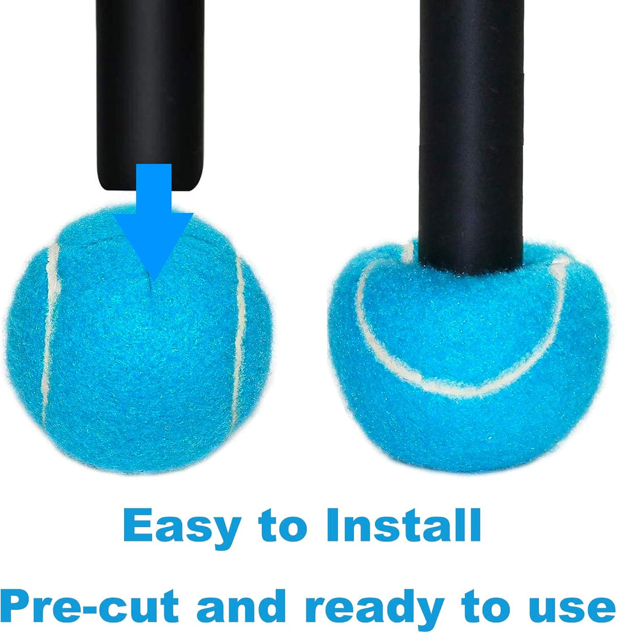 4 Pack Precut Tennis Balls for Walkers, Heavy Duty Glide Balls for Walkers & Furniture Legs - Universal Floor Protectors, Long Lasting & Easy Installation