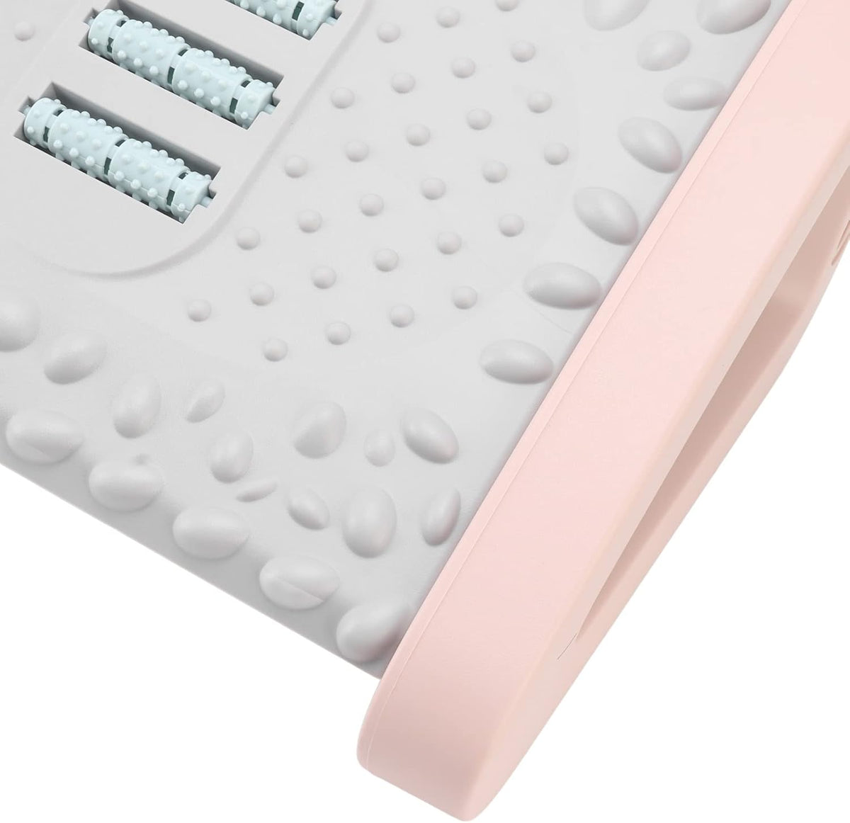Ergonomic Under Desk Footrest with Texture and Roller for (Pink)