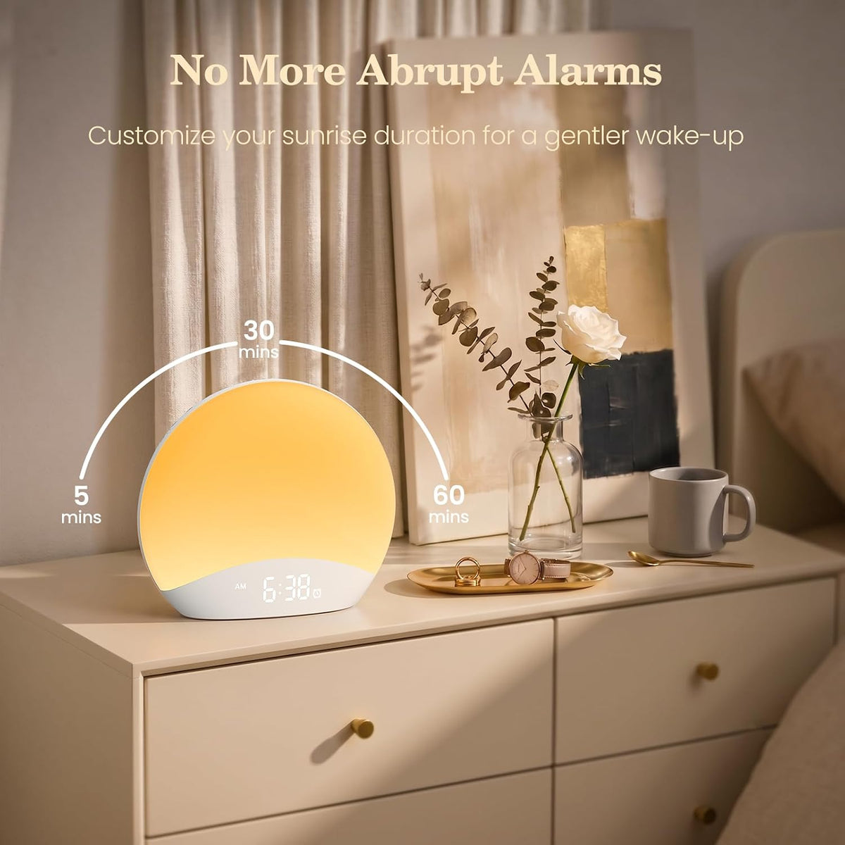Sound Machine Sunrise Alarm Clock with Night Light for Bedrooms