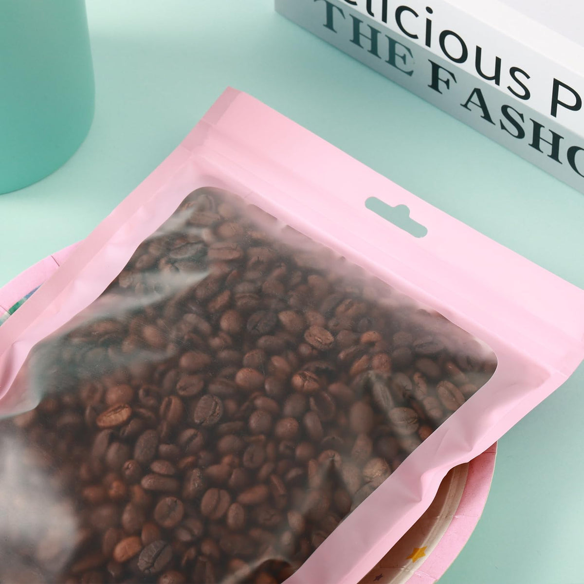 200 PCS-5x8 Reclosable Mylar Bags Pink for Food Storage, Resealable Mylar Bag with Clear Window for Small Businesses, Smell Proof Aluminum Foil Resealable Edible Packaging Bag for Candies