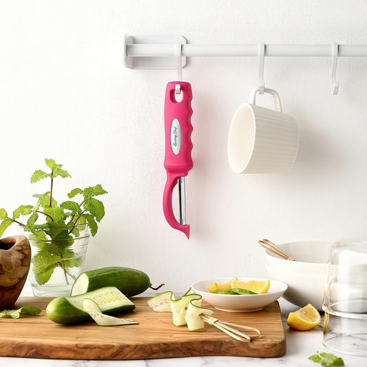 Swivel Vegetable Peeler for Kitchen w/Soft Grip Handle, Pink