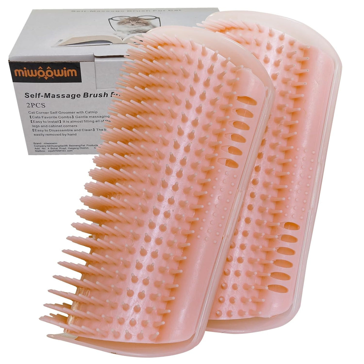 miwoowim 2 Pack 6.1" Extended Cat Self Groomer, Wall Corner Massage Brush