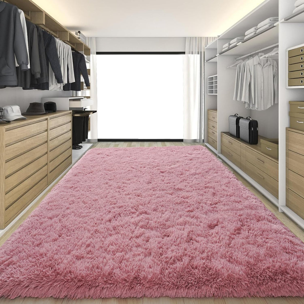 KING DARE 9x12 Large Area Rugs for Living Room, Blush Fluffy Shag Rug for Bedroom and Nursery, Non-Slip Big Fuzzy Carpet for Kids, Girls, Boys Room Dorm Home Decor Aesthetic