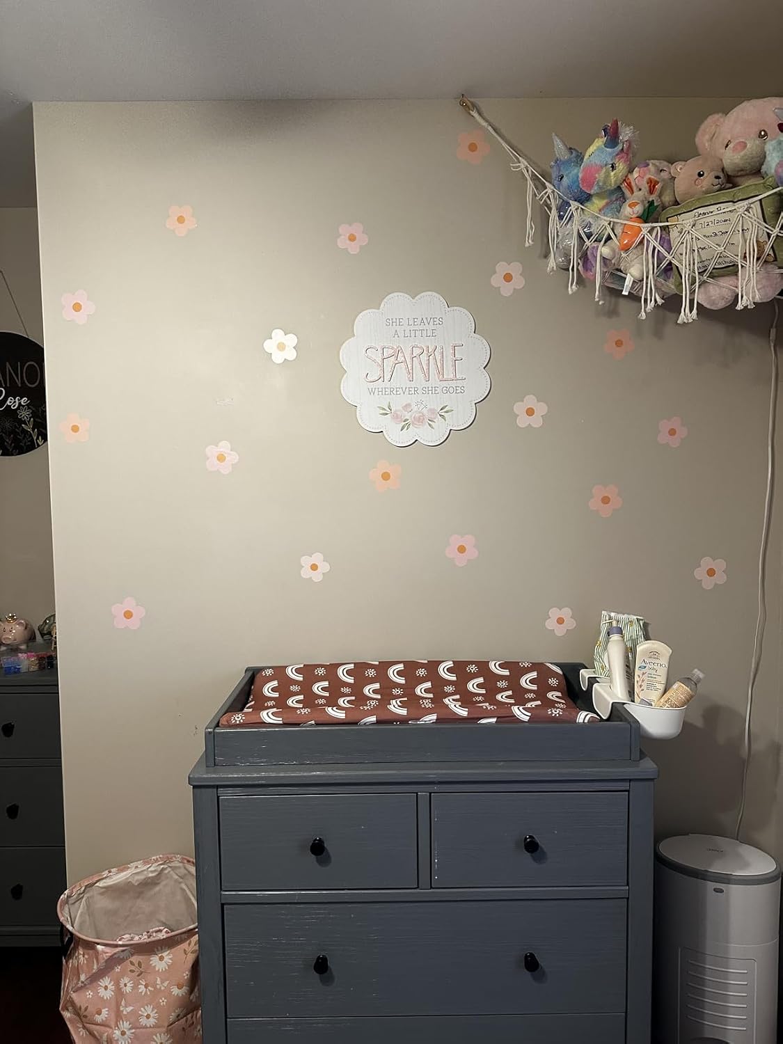 Boho Blush Pink Daisy Flowers Decals Stickers for Kids Transform Your Toddlers Bedroom with Durable, Easy to Apply Removable Wall Stickers Vibrant Peel-and-Stick Wall Decor