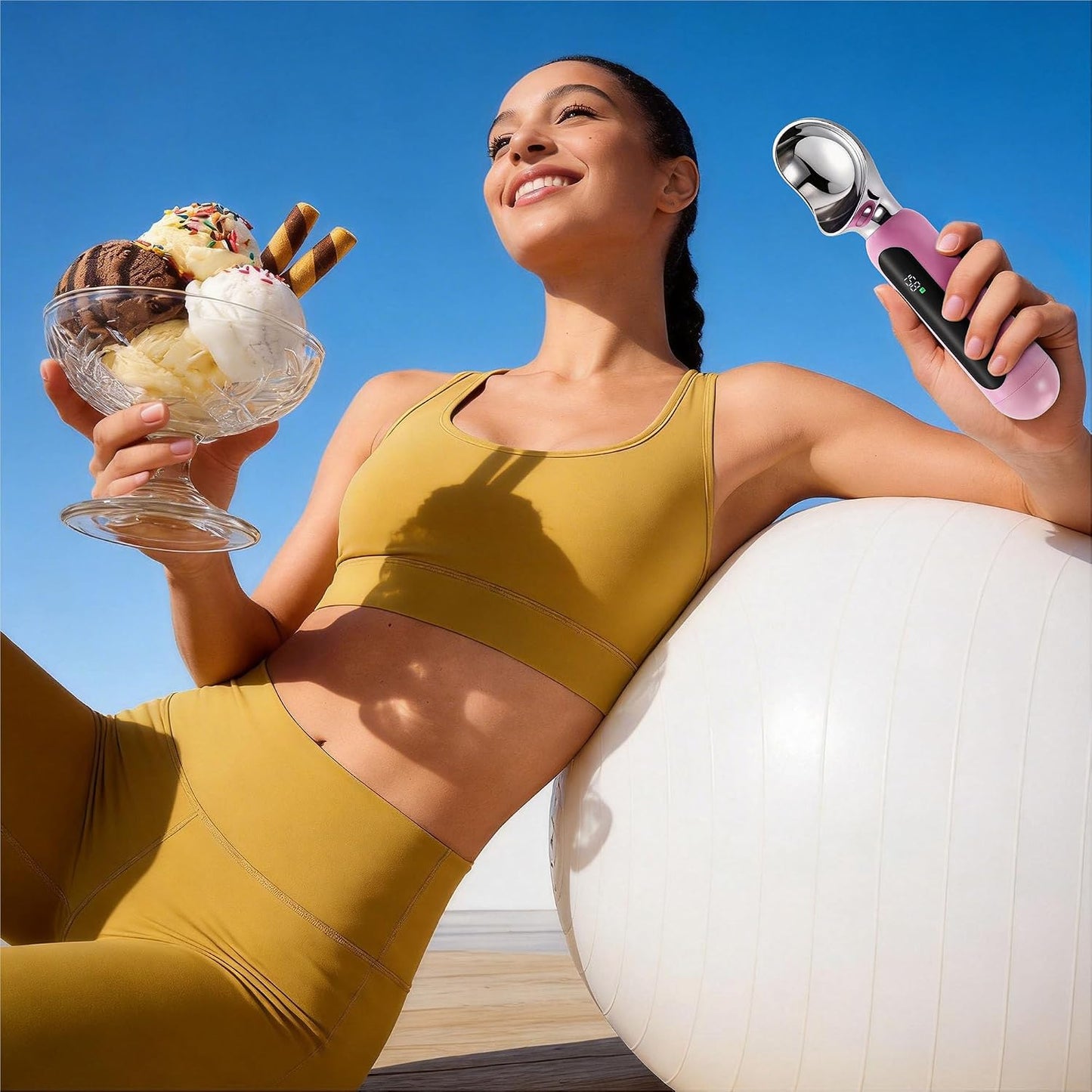 Heated Ice Cream Scoop, Rechargeable Electric Ice Cream Scoop (Pink)