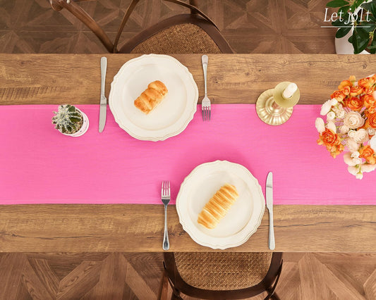 Rose Pink Table Runner 72 Inches Long | Rustic, Cotton, Plain