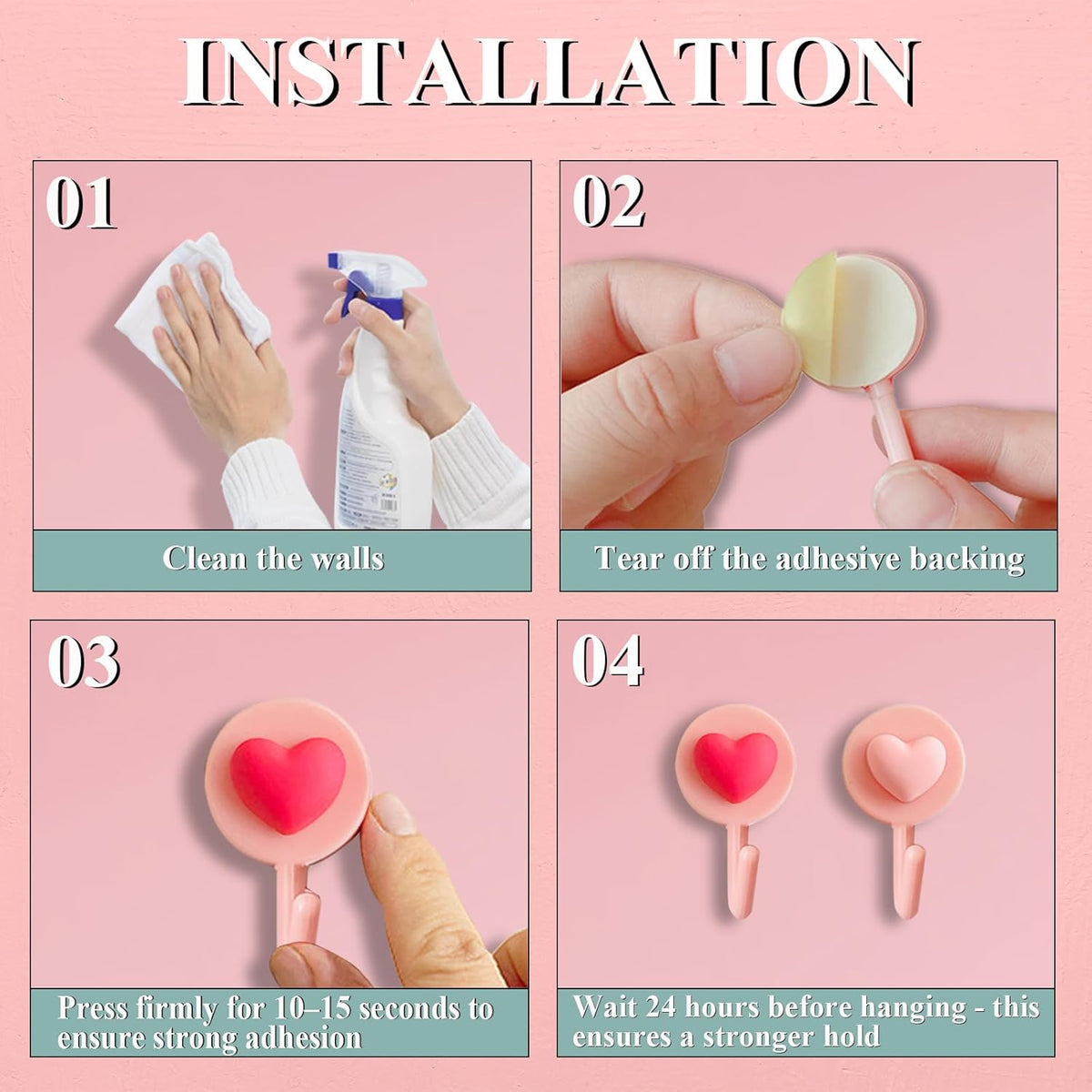 8 Pcs Cute Wall Hooks Adhesive for Hanging Lightweight Items