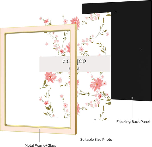 8x10 Enamel Picture Frame with Real Glass Cover, Pink, 1-Pack
