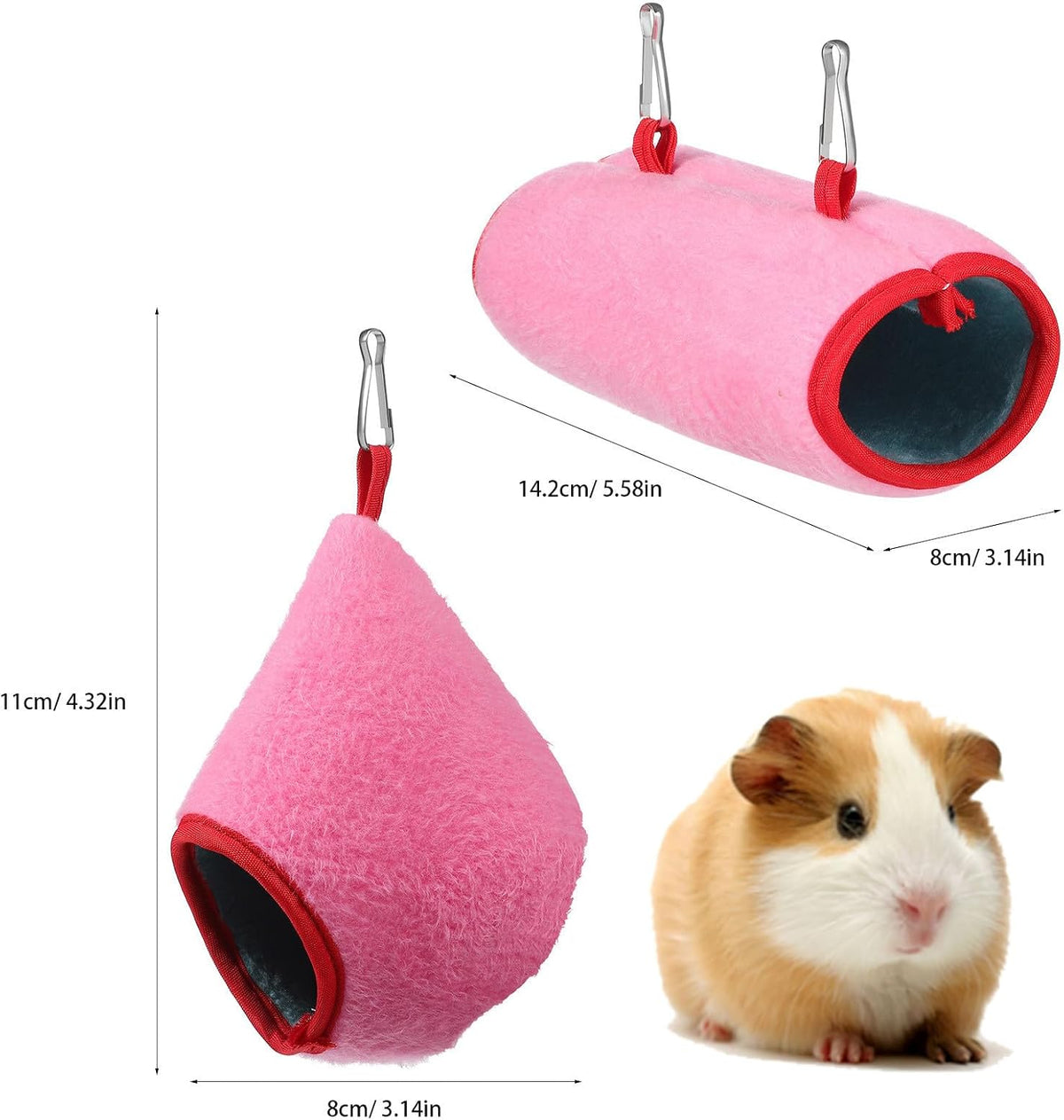 Winter Pink Cotton Pet Sleeping Bed and Resting Tunnel for Mini Small Animals, Comfortable and Soft Protection Bed Cave Nest Hideout for Small Pets in Pet's Home