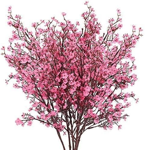 6Pcs Pink Babys Breath Artificial Flowers Real Touch Pink Fake Flowers