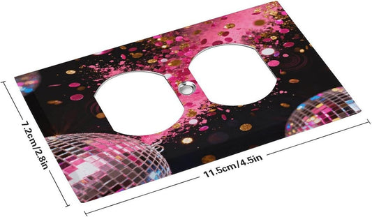 Stainless Steel Neon Pink Splatter Switch Plate Cover, American Standard 4.5"x2.8" Duplex Wall Plates Decorative Outlet Covers Electric Receptacle Cover for Home Office Contractor