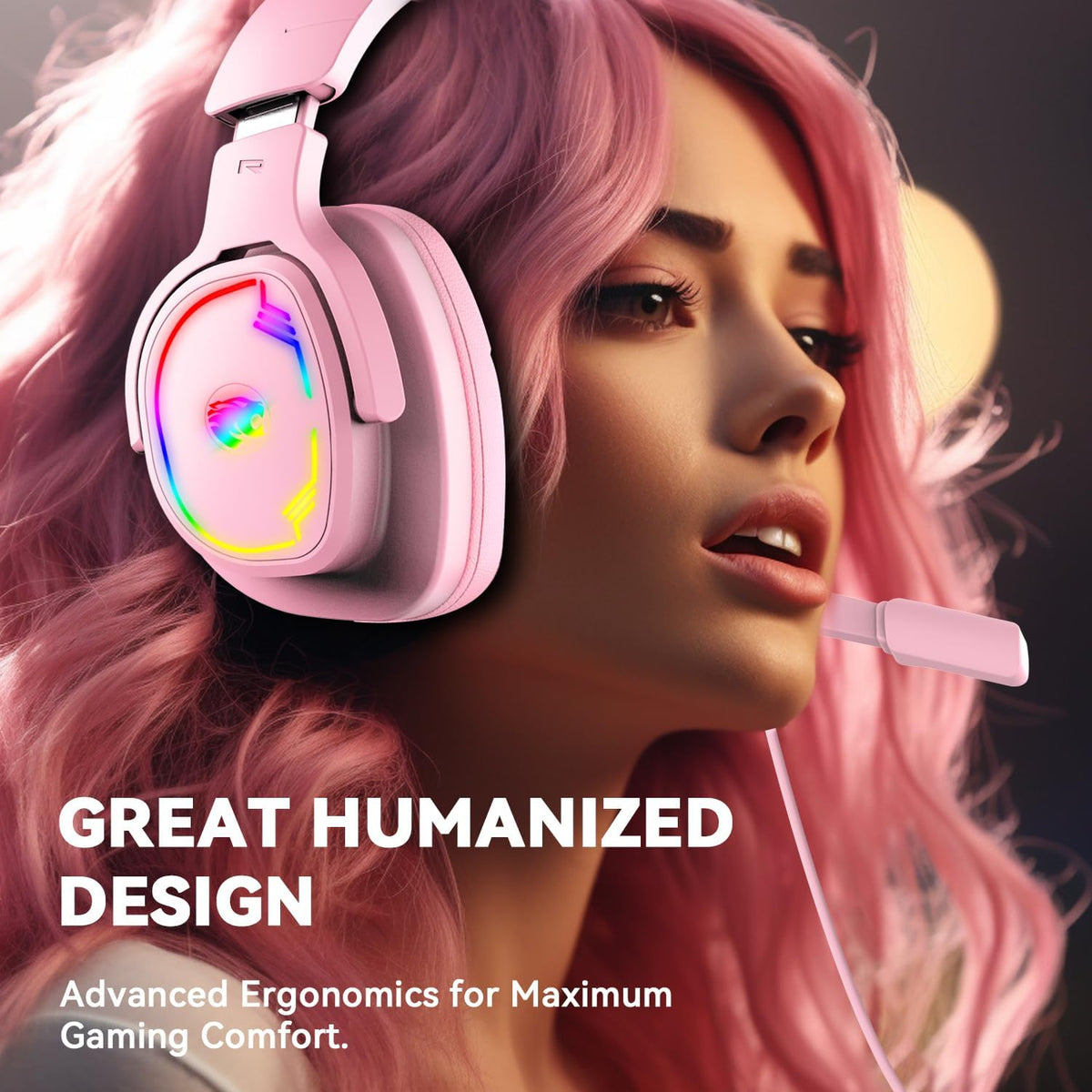 Gaming Headset for PS5 PS4 Xbox Series X|S PC Switch (Pink)