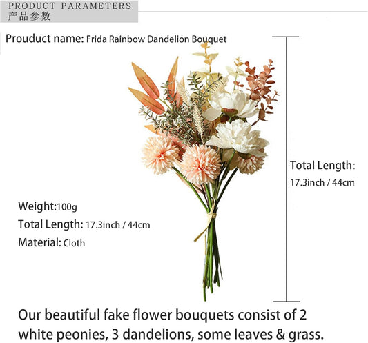 Artificial Silk Flowers for Home Decor and Wedding, Faux Flower Dining Table Centerpiece. Artificial Plants Peach Flower Arrangement. Silk Flowers for Decoration