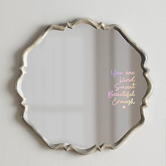 Mirror Sticker for Girls Room Bedroom - Vinyl Decal, Bathroom Wall Decals, Positive Affirmation, Slogan Wall Sticker, 5.5x7.7 Inch (Without Mirror)