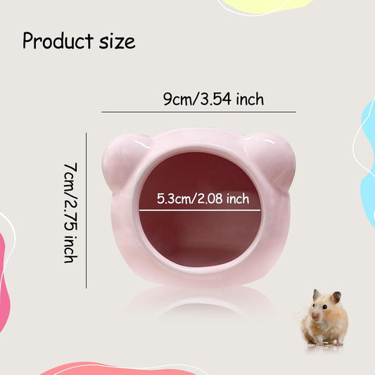 Ceramic Hamster House, Cute Animal Shaped Hamster Cave, Summer Cool Small Animal Hideout Habitat Decor for Dwarf Hamsters (Pink)