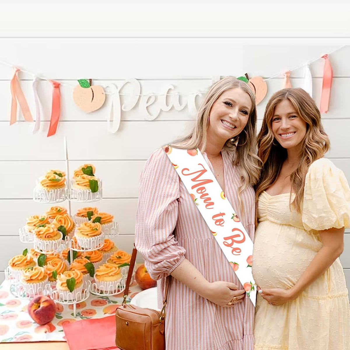 Peach Baby Shower Sash Decorations, Sweet as a Peach Party Favors Mom Dad to Be Button Pins for Girl Summer Fruit Baby Shower Decorations